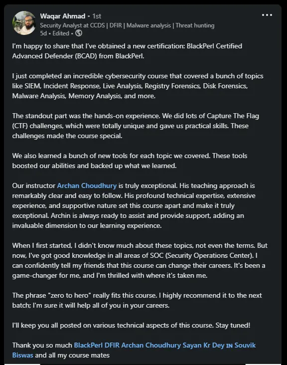 Learner review details